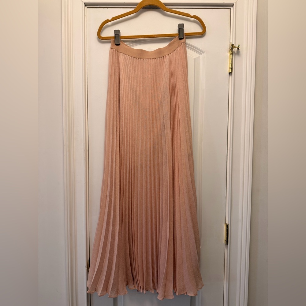 BCBGMaxAzria Blush Pleated Maxi Skirt